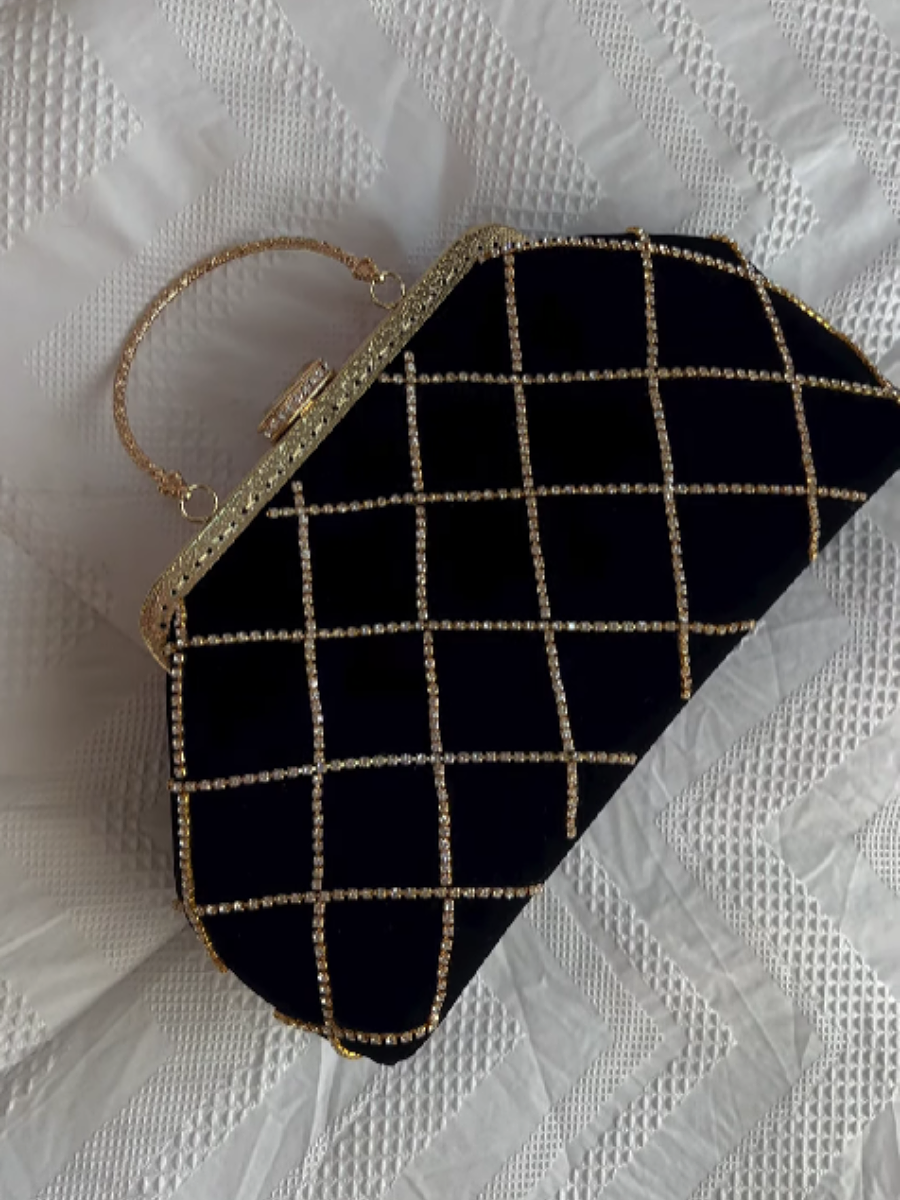 Velvet Diamond Lattice Evening Bag