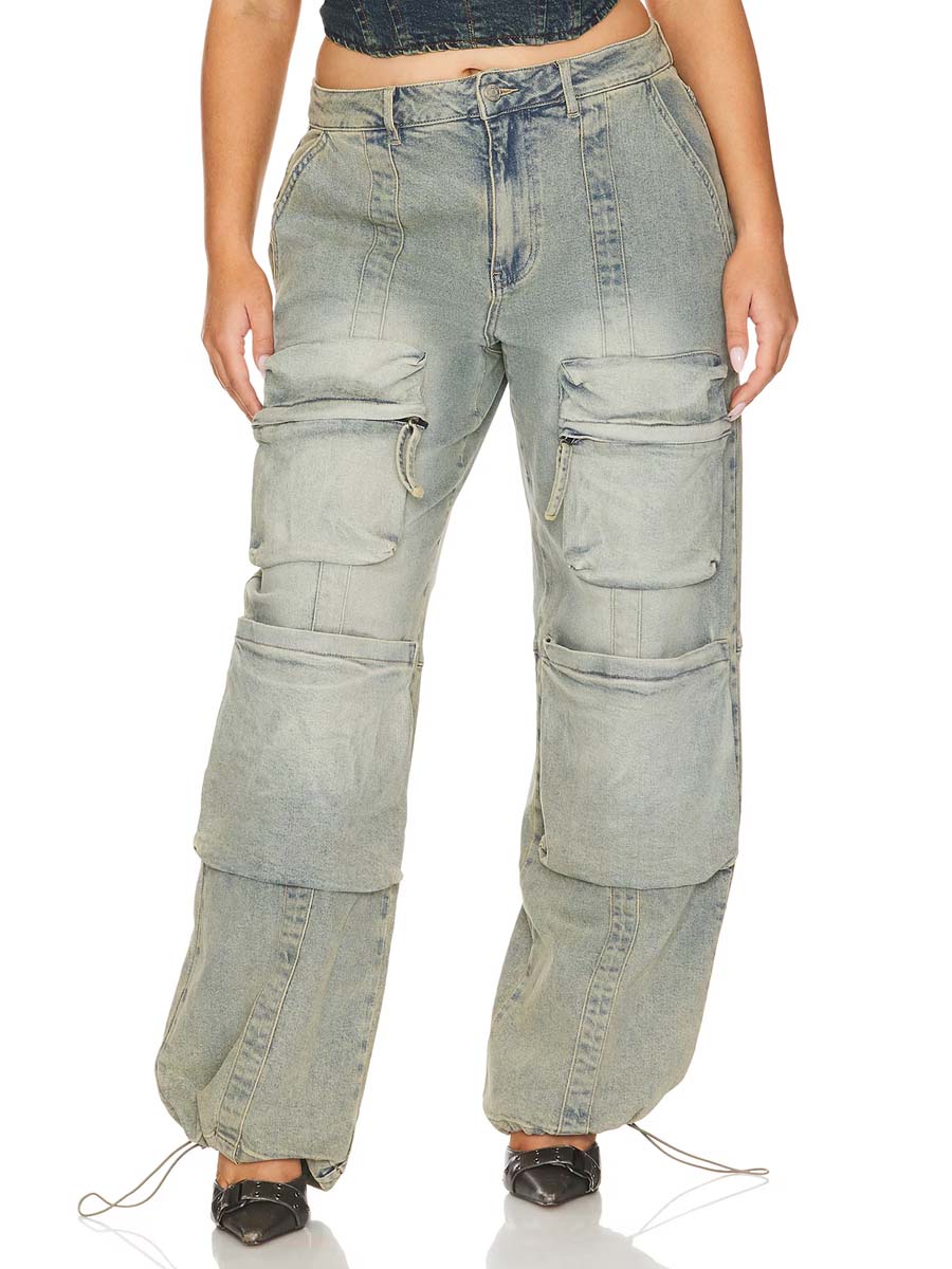 Patchwork Multi-Pocket Jeans