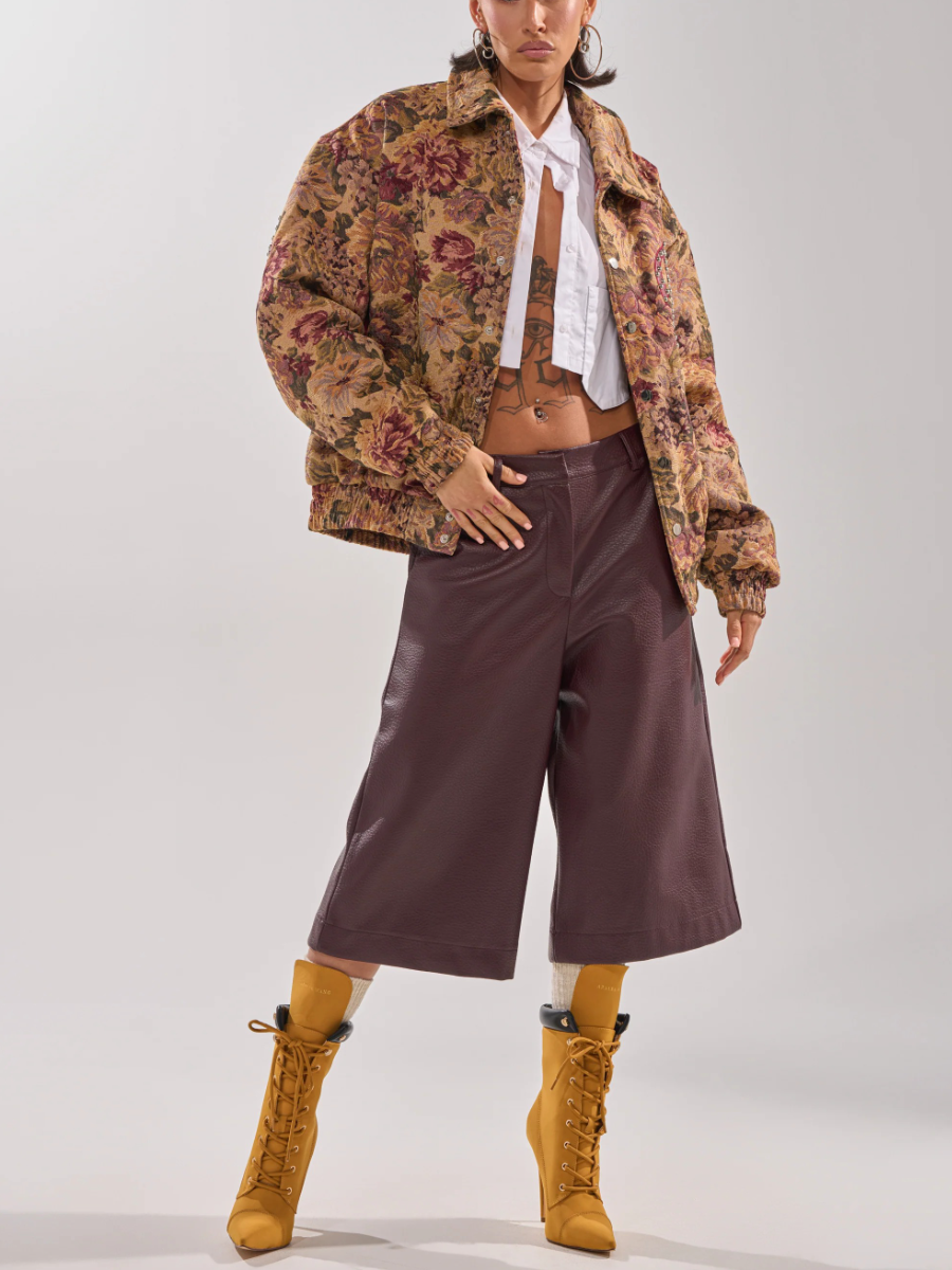 FLORAL PRINTED TAPESTRY BOMBER