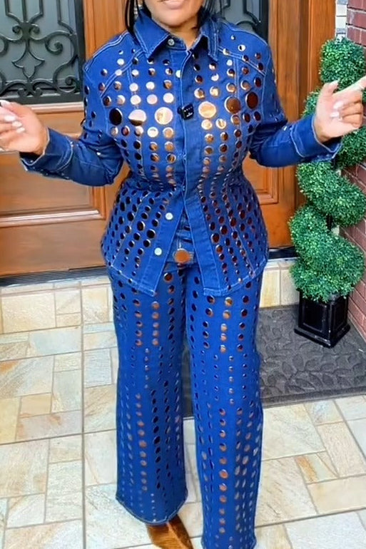 STUDS EVERYWHERE RELAXED DENIM SUIT
