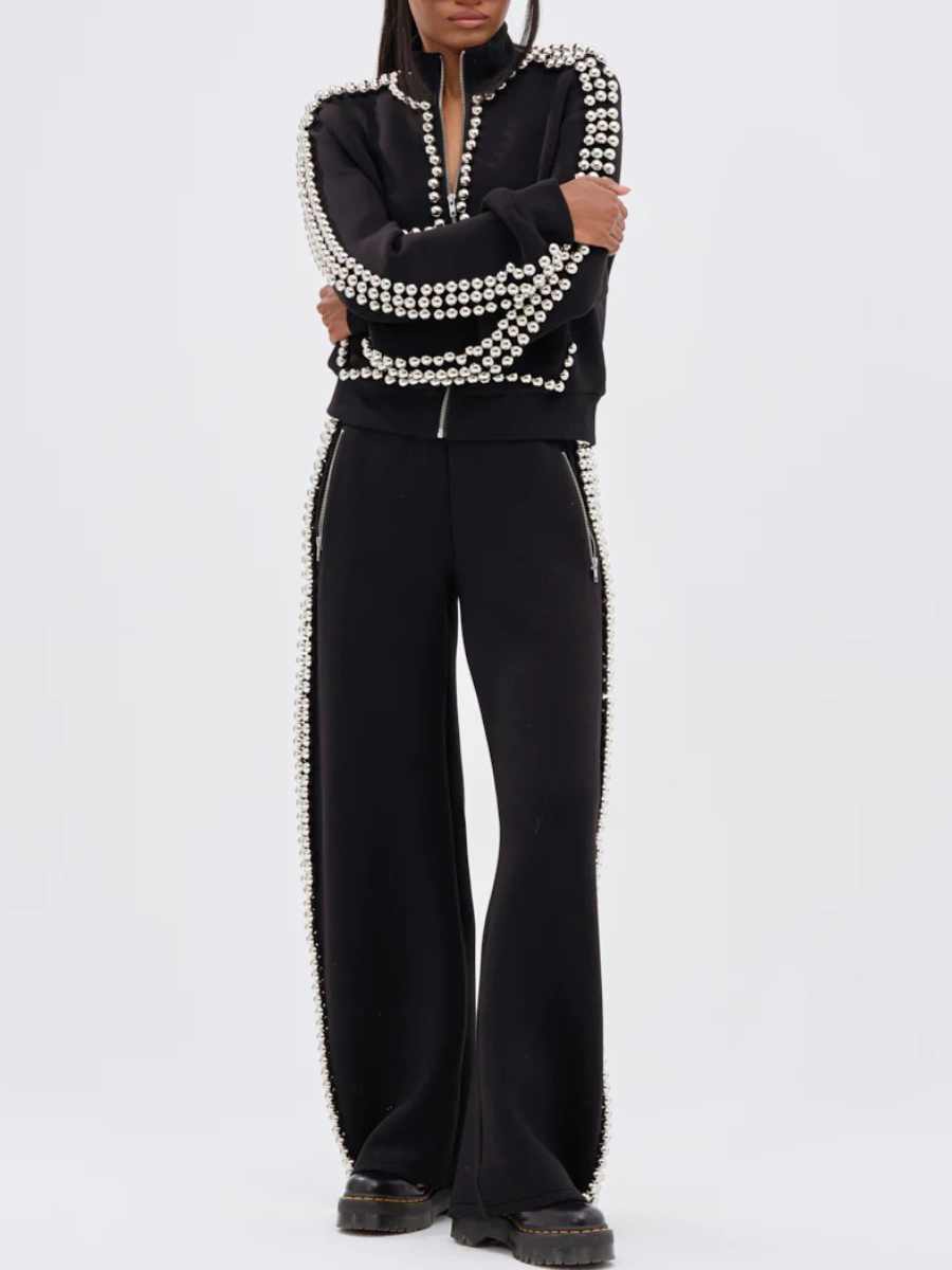 BLACK BALLS TO THE WALL ZIP UP SWEATSUIT