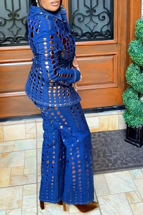 STUDS EVERYWHERE RELAXED DENIM SUIT