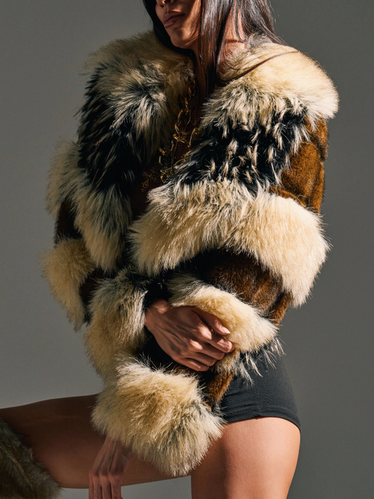 CROPPED FAUX FUR JACKET