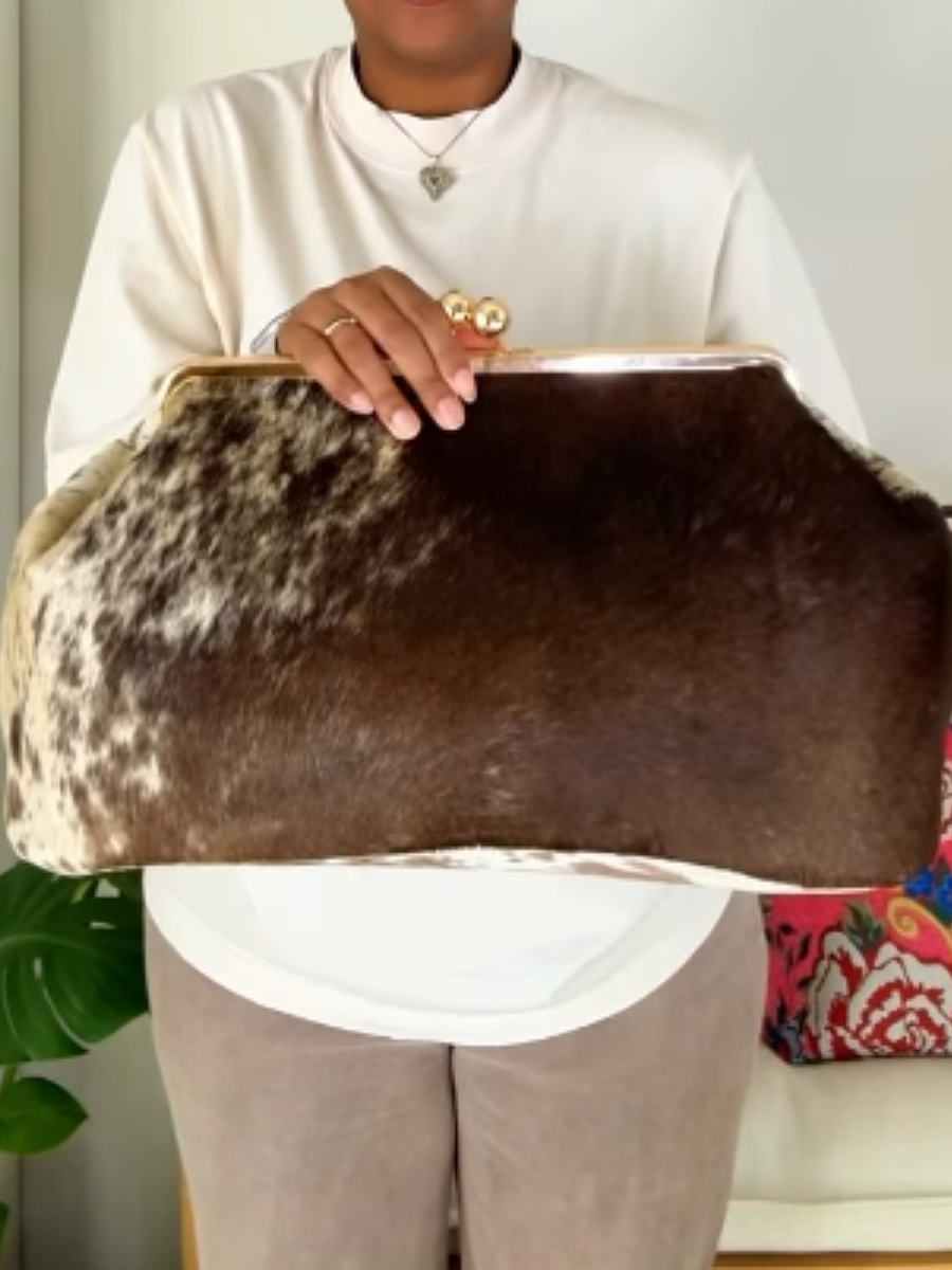 Cowhide Grande Pleated Leather Pouch