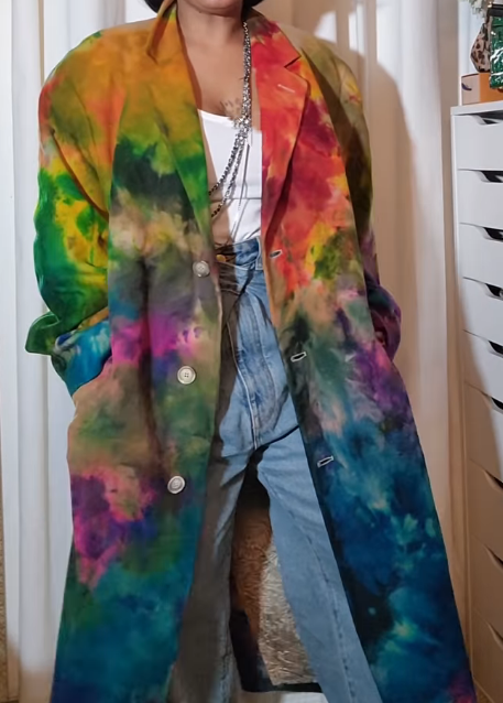 Rainbow Long Trench Coat
