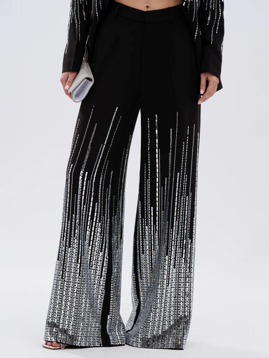 EMBELLISHED MILA BLAZER AND FLARE PANT SUIT