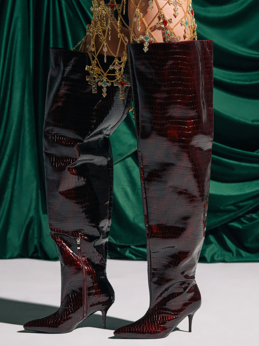 MULTICOLOR SNAKE THIGH HIGH BOOT