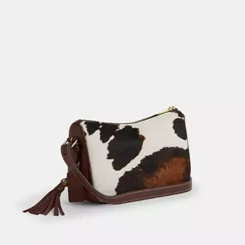 Cowhide Charm Printed Shoulder Bag