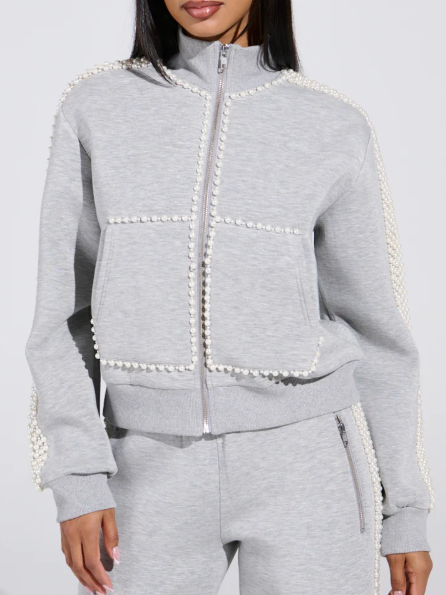 PEARL GIRL ZIP UP SWEATSHIRT SUIT