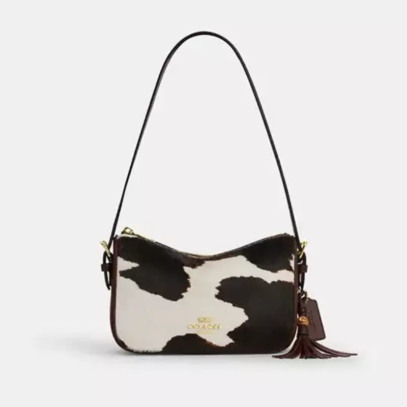 Cowhide Charm Printed Shoulder Bag