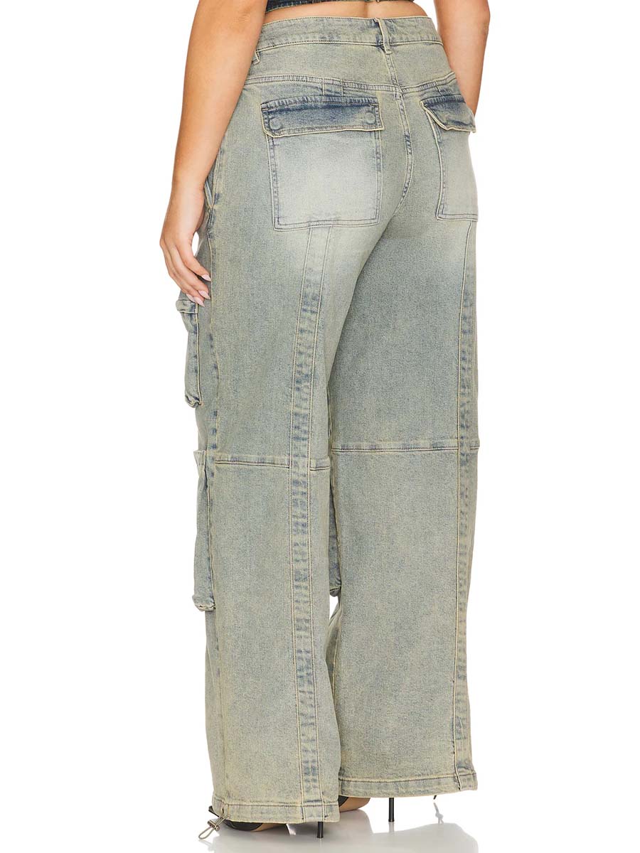 Patchwork Multi-Pocket Jeans