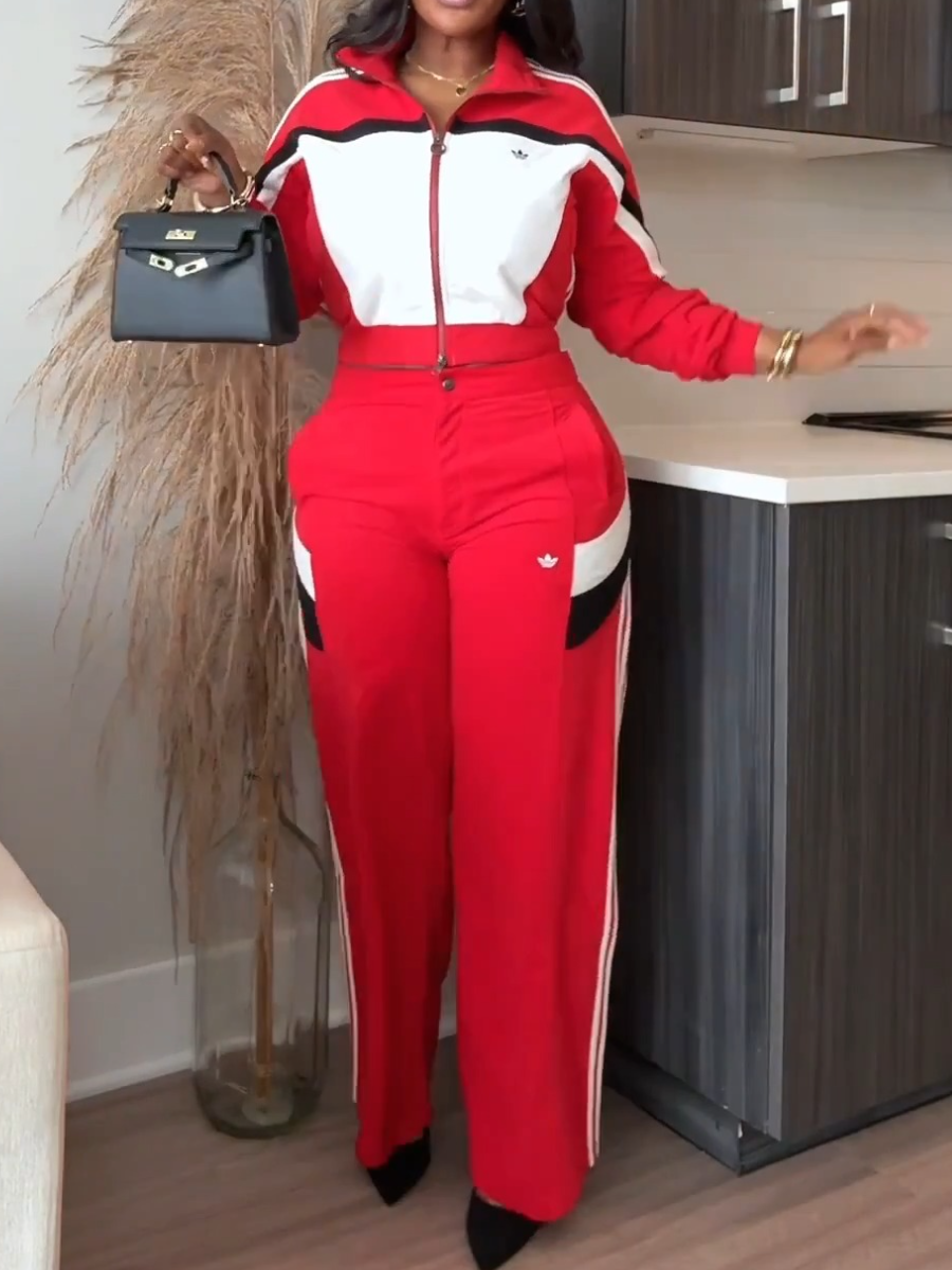 Scarlet Blocking Track Suit