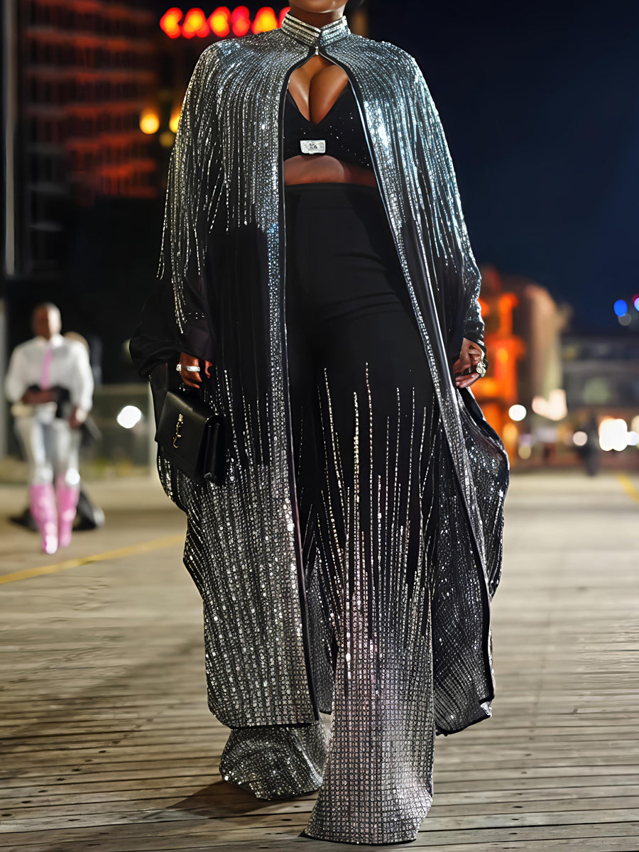 EMBELLISHED MILA BLAZER AND FLARE PANT SUIT