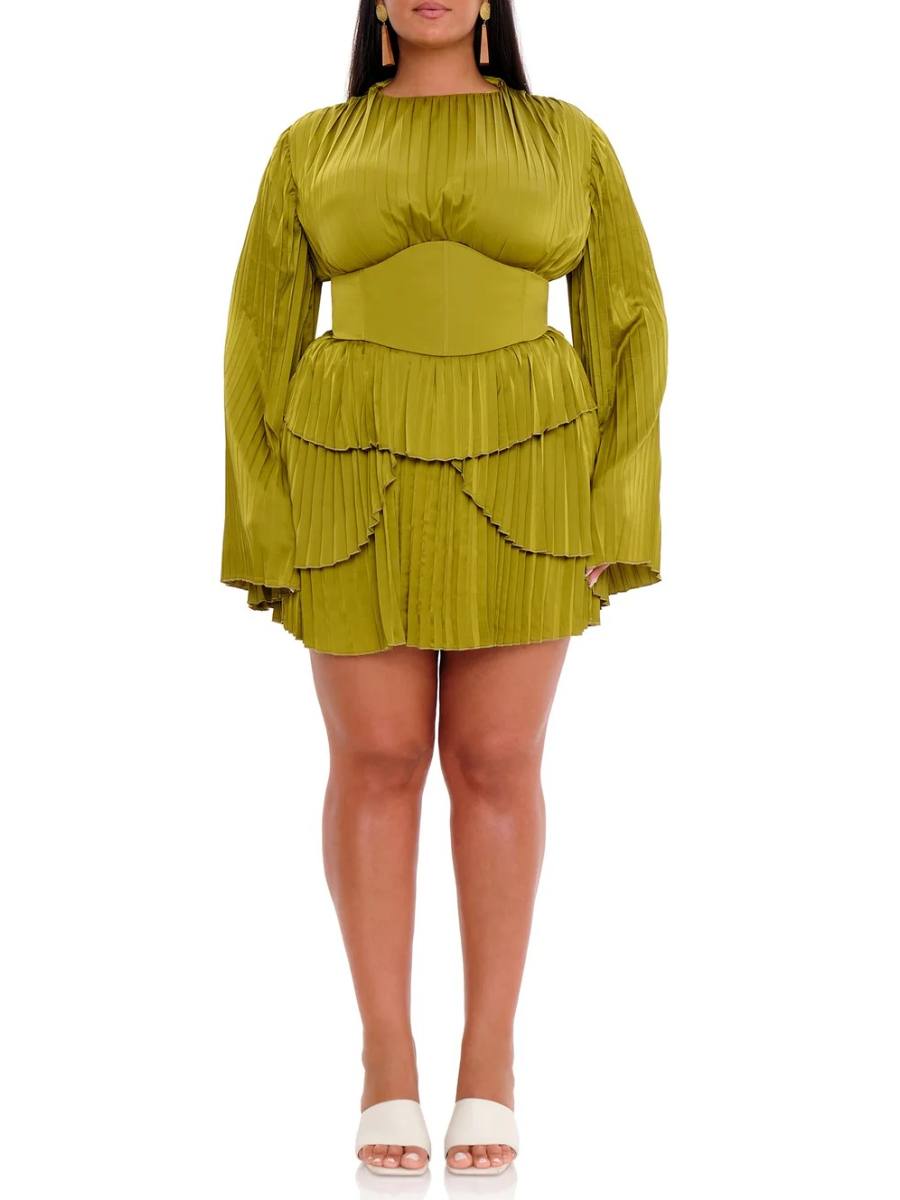 COMFY PLEATED MINI DRESS