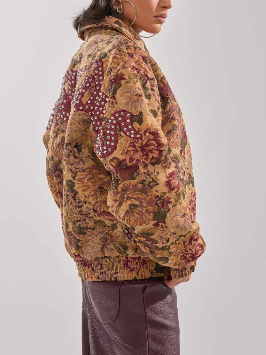 FLORAL PRINTED TAPESTRY BOMBER