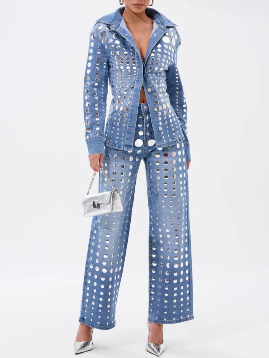 STUDS EVERYWHERE RELAXED DENIM SUIT