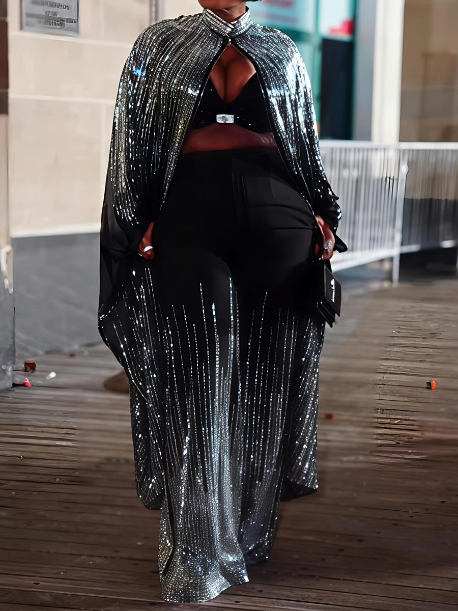 EMBELLISHED MILA BLAZER AND FLARE PANT SUIT