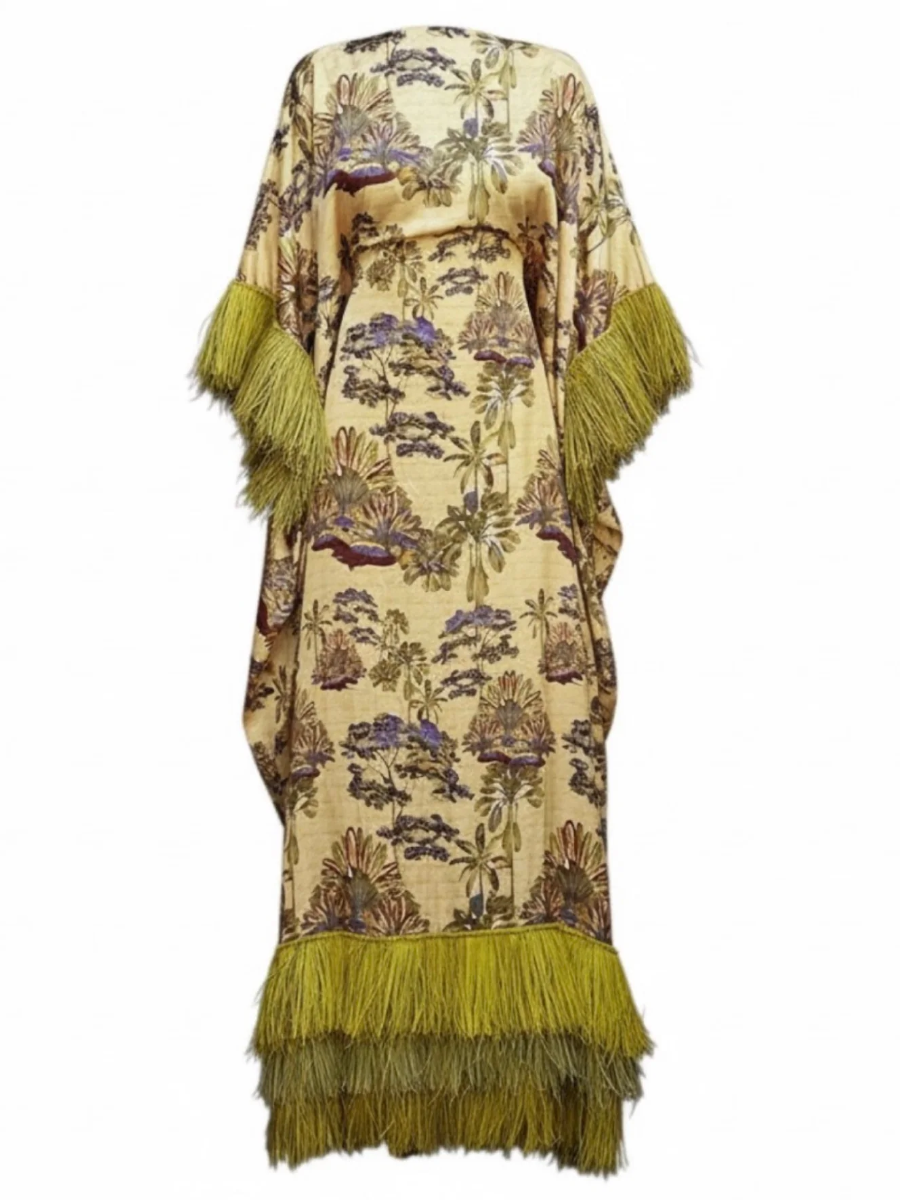 MUSTARD KAFTAN WITH INVISIBLE BELT