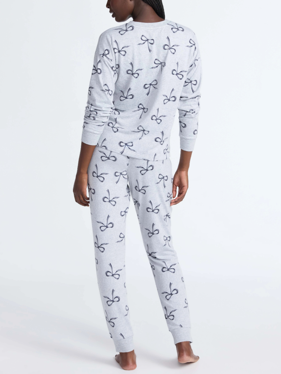 Cozy Lounge Collection Hacci Knit Long Sleeve Top And Joggers Pajama Set