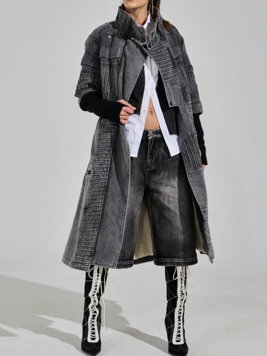 LONG DENIM TRENCH COAT