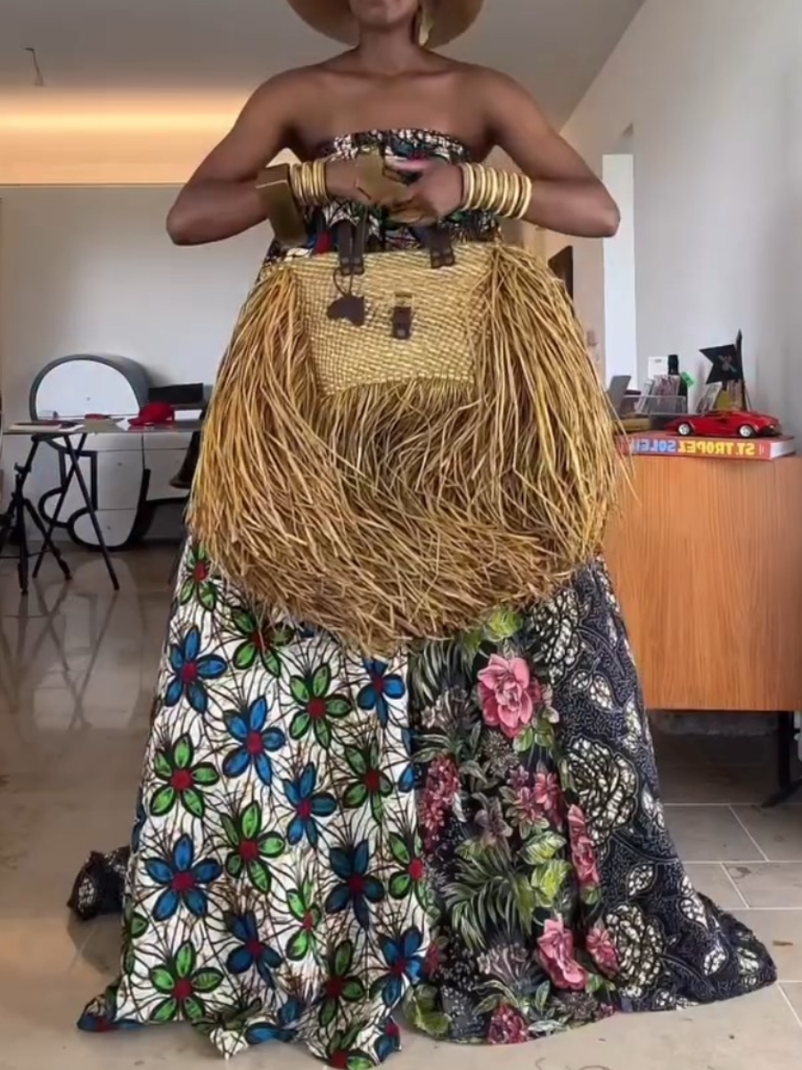 Savanna Grande Raffia Fringe Tote Bag