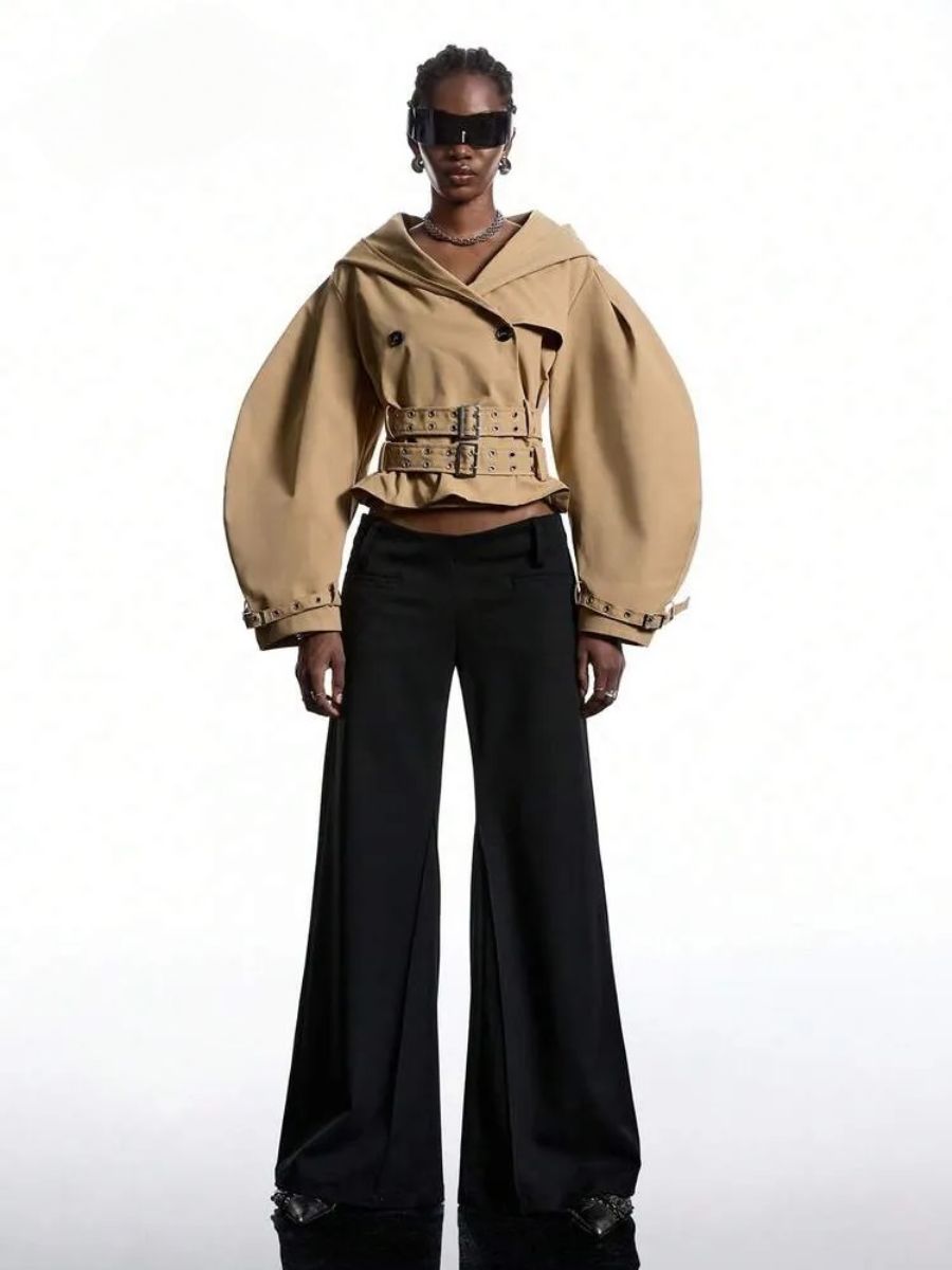 Khaki Oversize Hat Long Sleeve Bomber Jacket