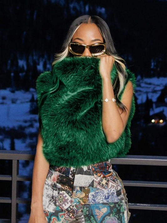 Faux Fur Vest Fall Winter Stand Collar