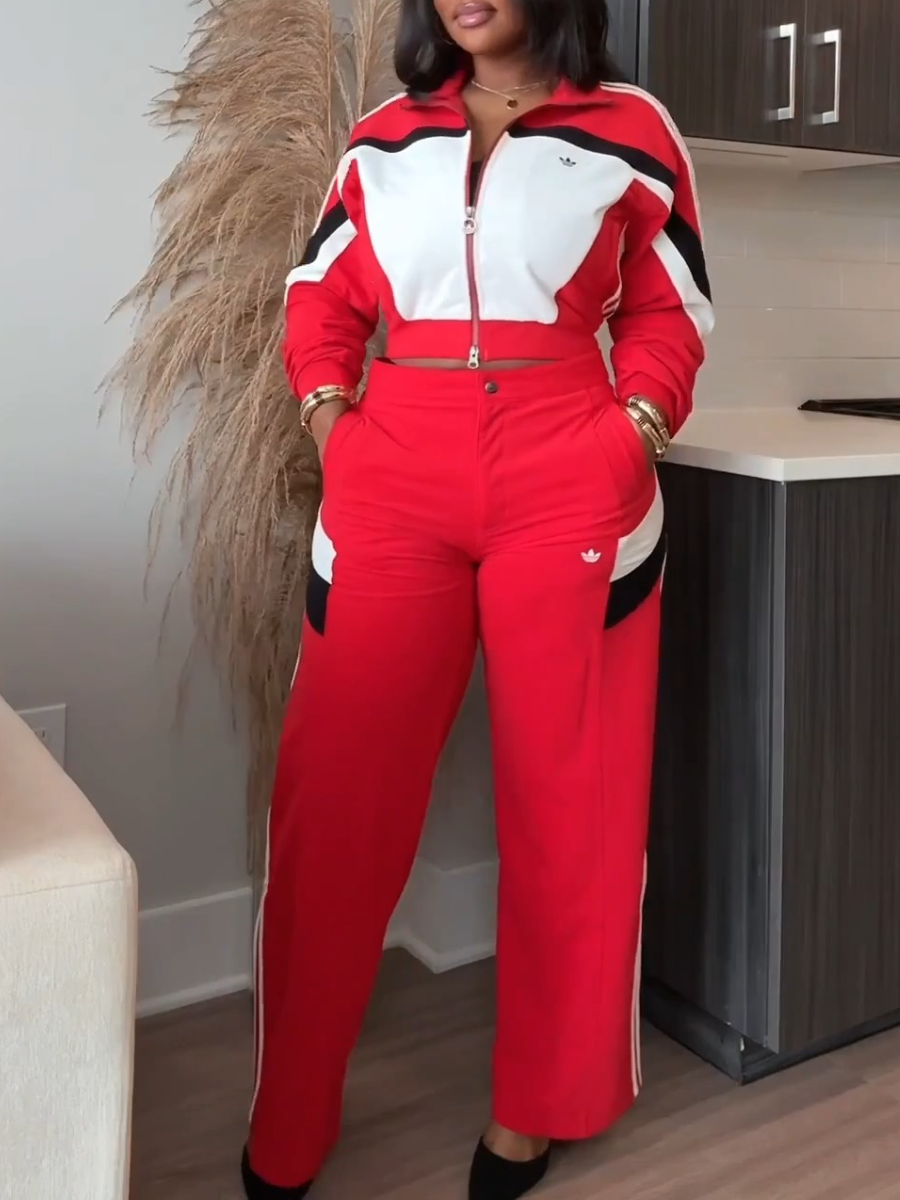 Scarlet Blocking Track Suit