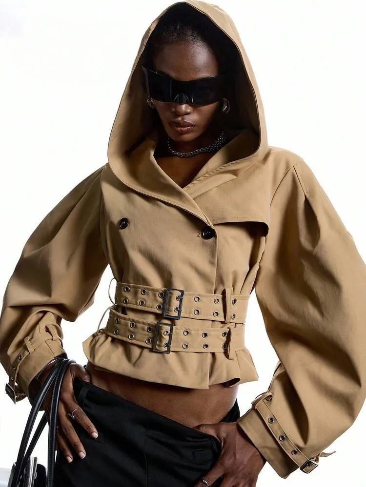 Khaki Oversize Hat Long Sleeve Bomber Jacket