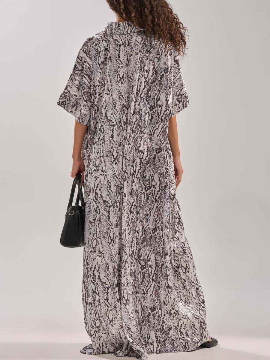 OVERSIZED SATIN JUMPSUIT IN SNAKE PRINT