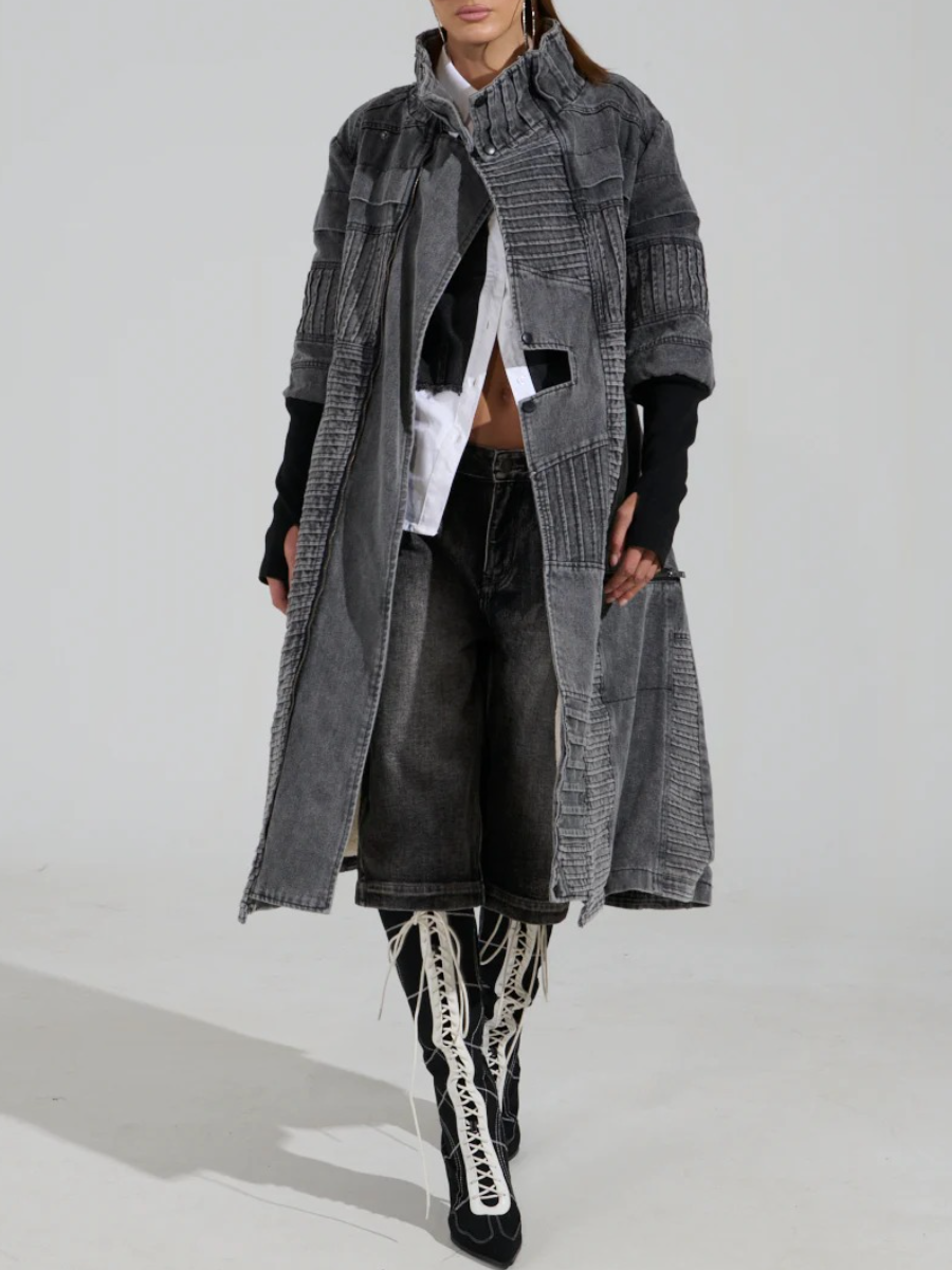 LONG DENIM TRENCH COAT