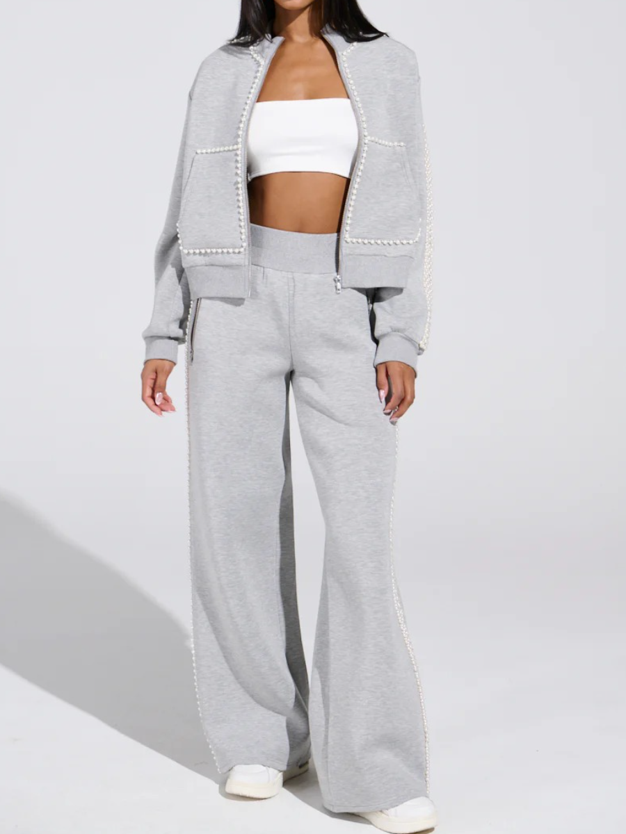 PEARL GIRL ZIP UP SWEATSHIRT SUIT