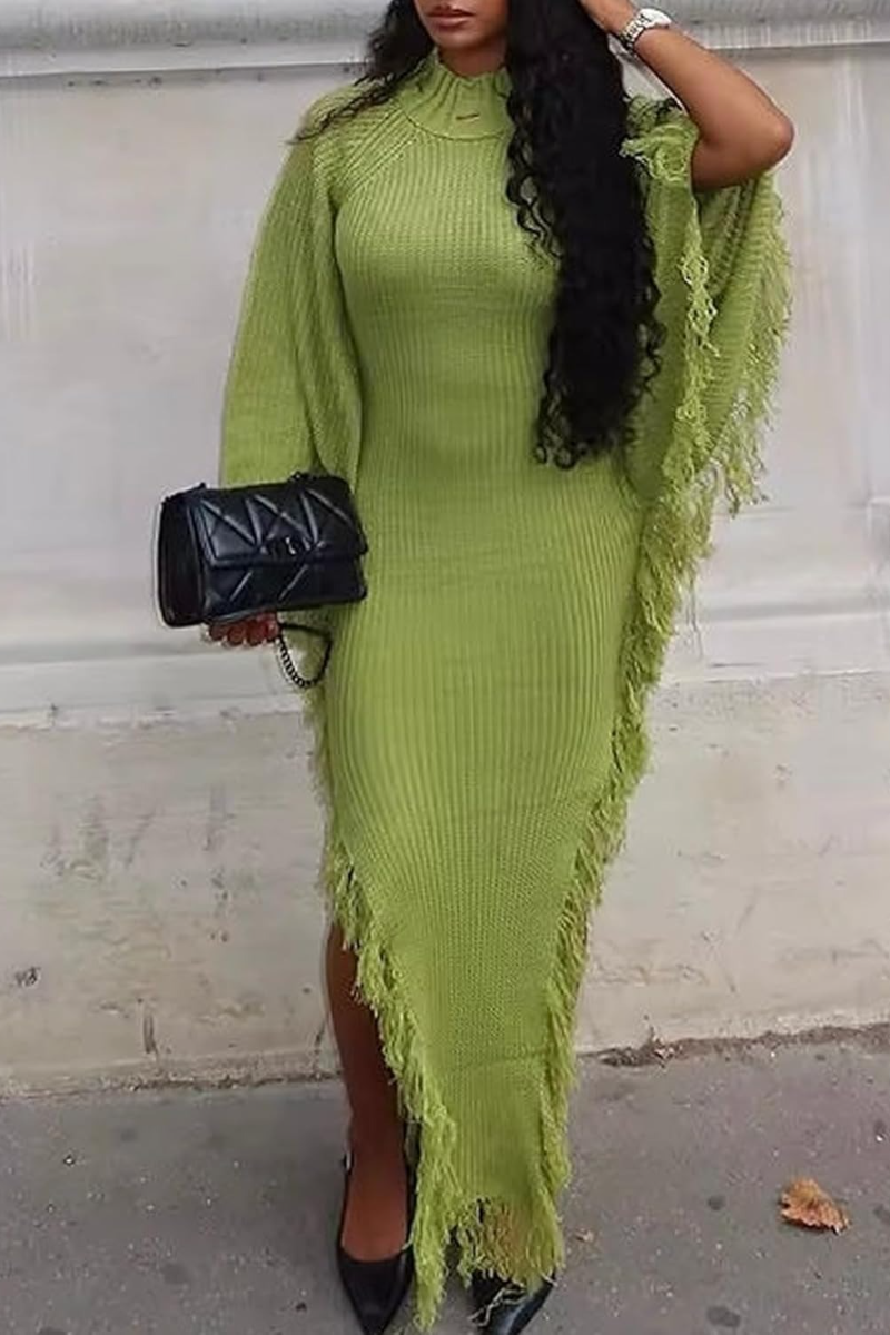 Fringe Long Sweater Dresses