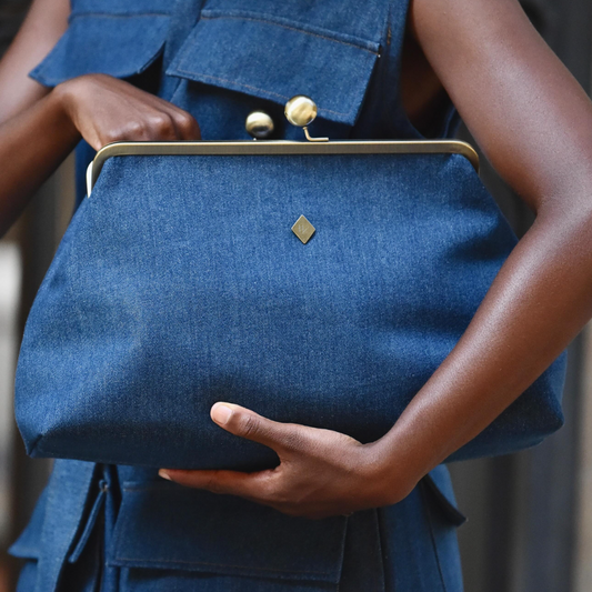 Denim Frame Clutch Bag