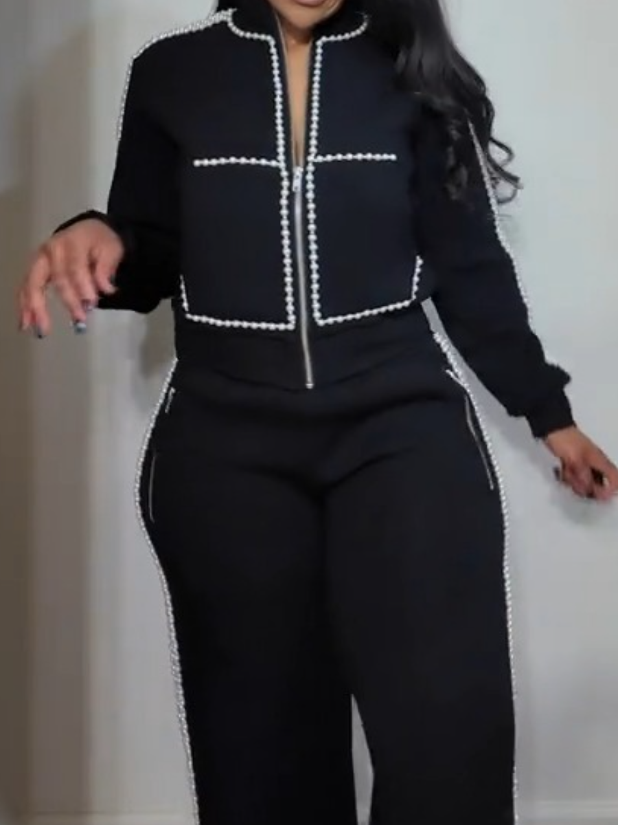 PEARL GIRL ZIP UP SWEATSHIRT SUIT