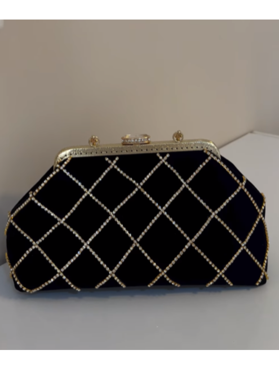 Velvet Diamond Lattice Evening Bag