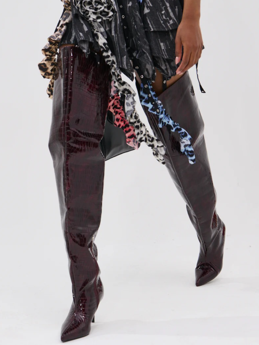 MULTICOLOR SNAKE THIGH HIGH BOOT