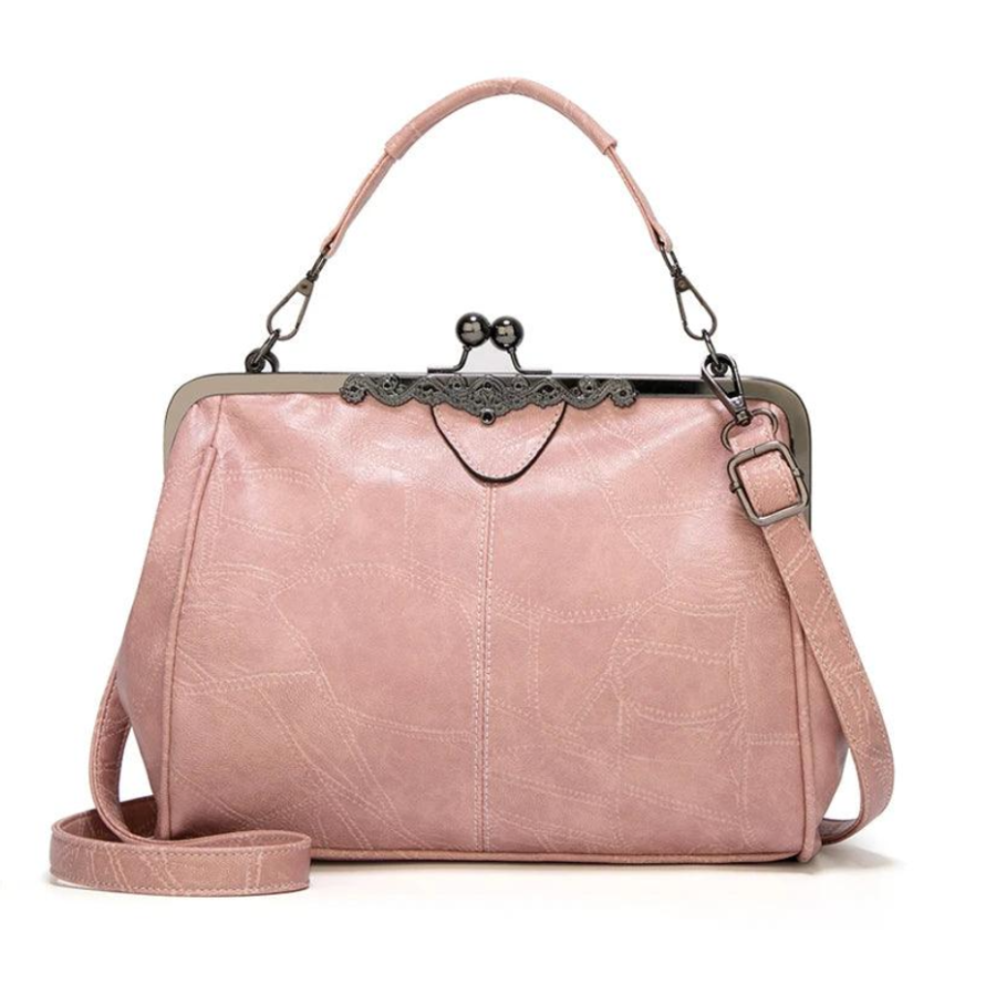 Vintage-Inspired Leather Kisslock Handbag