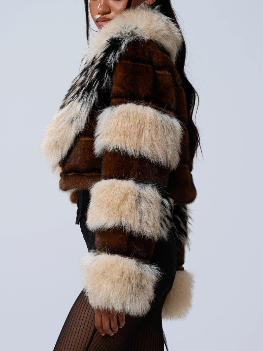 CROPPED FAUX FUR JACKET