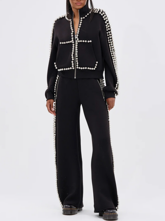BLACK BALLS TO THE WALL ZIP UP SWEATSUIT