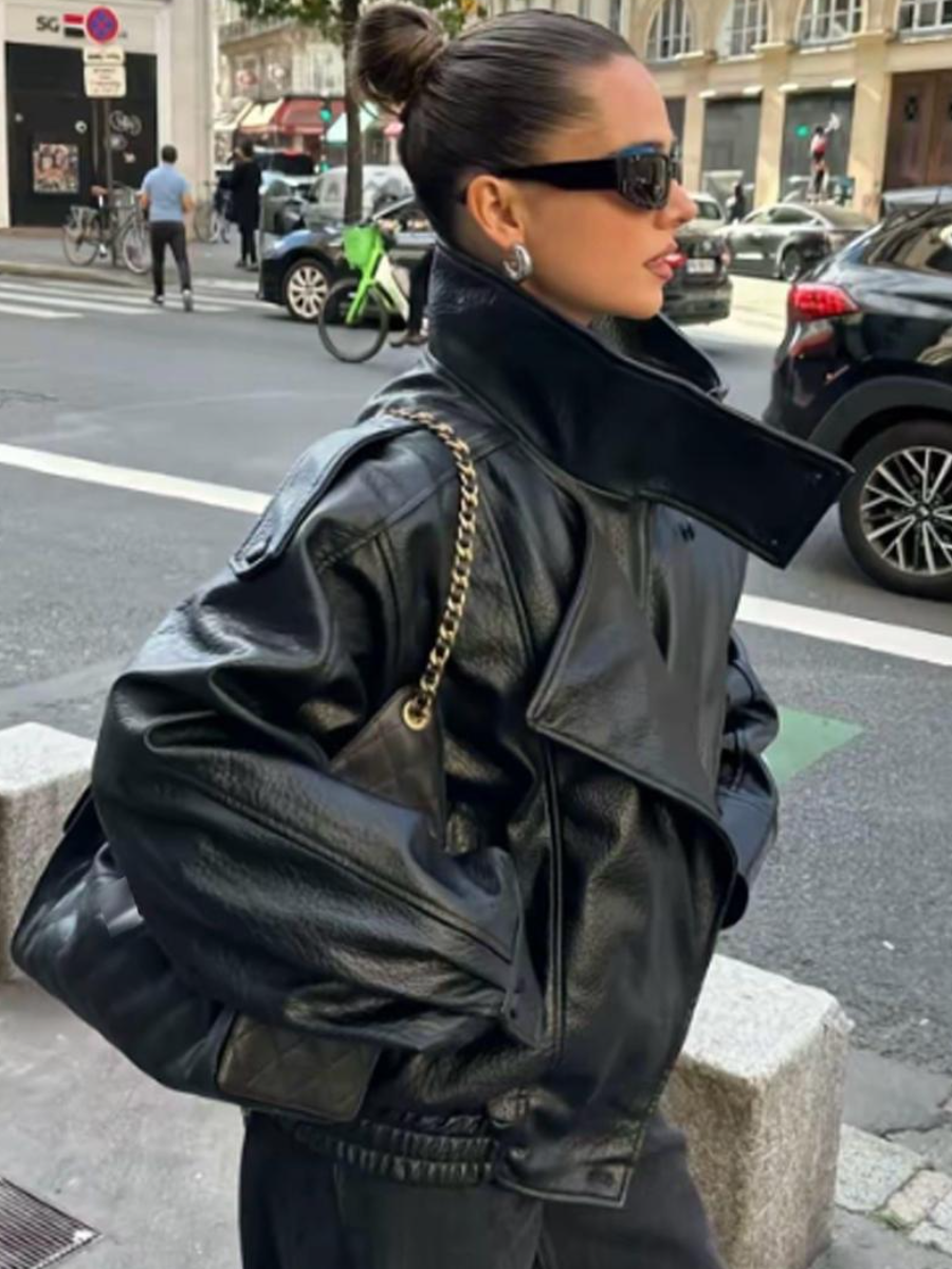 Asymmetrical Zipper Leather Jacket