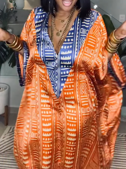 V-Neck Loose Comfy Kaftan Dress
