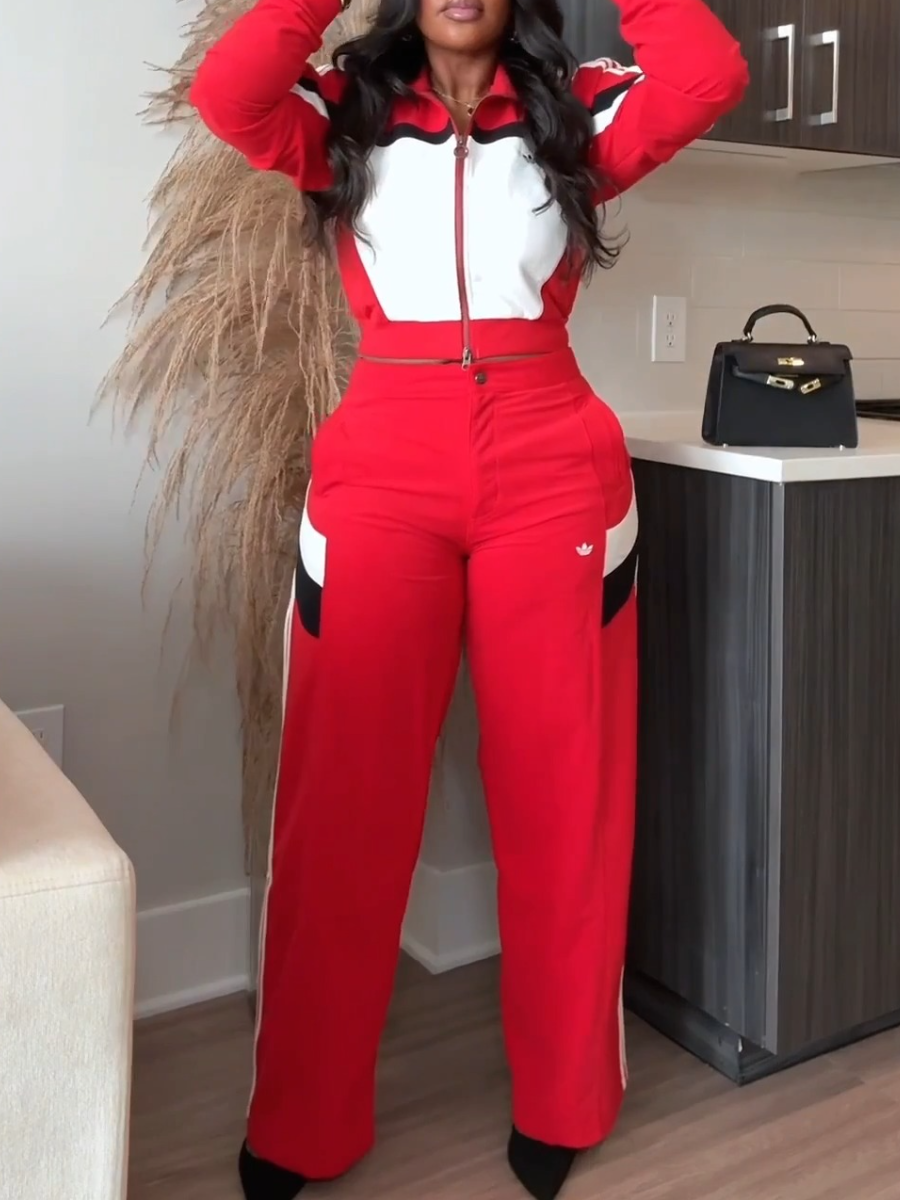 Scarlet Blocking Track Suit