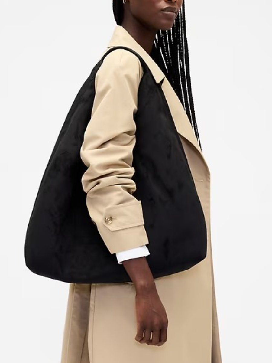 Vegan Suede Slouchy Tote Bag