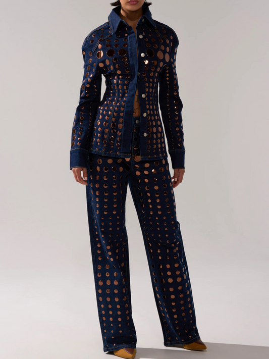 STUDS EVERYWHERE RELAXED DENIM SUIT