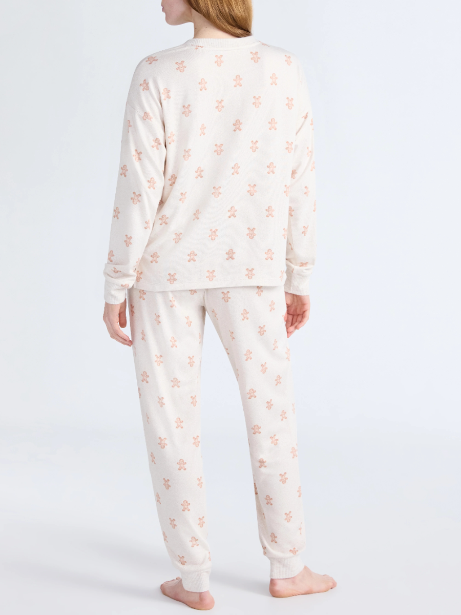 Cozy Lounge Collection Hacci Knit Long Sleeve Top And Joggers Pajama Set