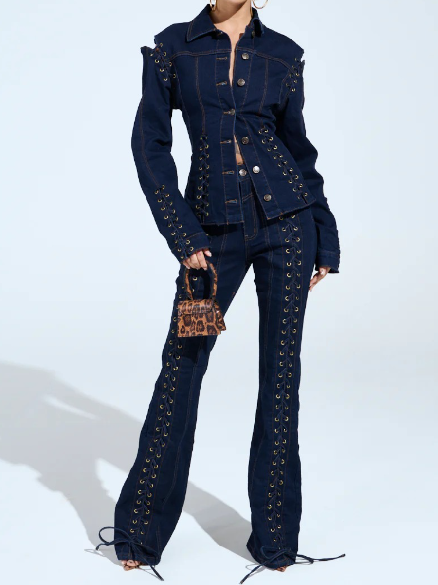 FLARE DENIM TWO PIECES SET