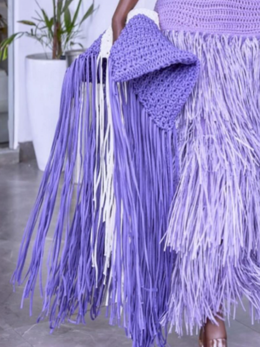 Handmade Fringe Crochet Bag.