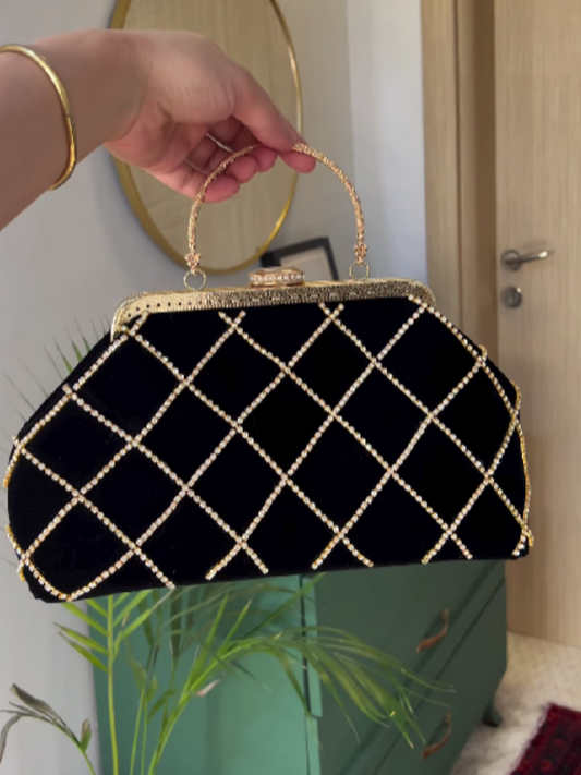 Velvet Diamond Lattice Evening Bag