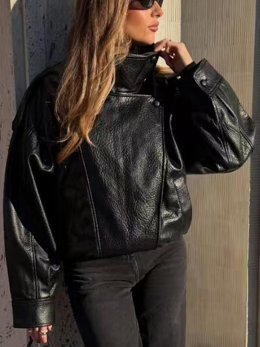 Asymmetrical Zipper Leather Jacket